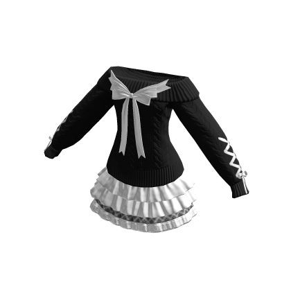 Bow Sweater Dress Black Jirai Kei Chic Skirt y2k