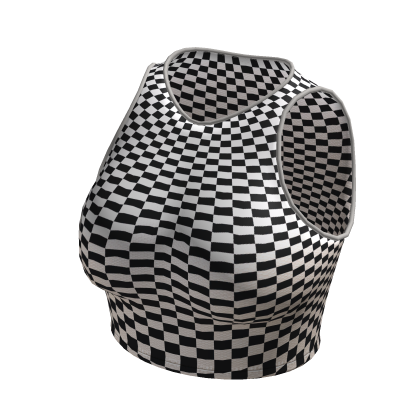 Crop Top Checkers Basic Tight Baddie T-Shirt thumbnail