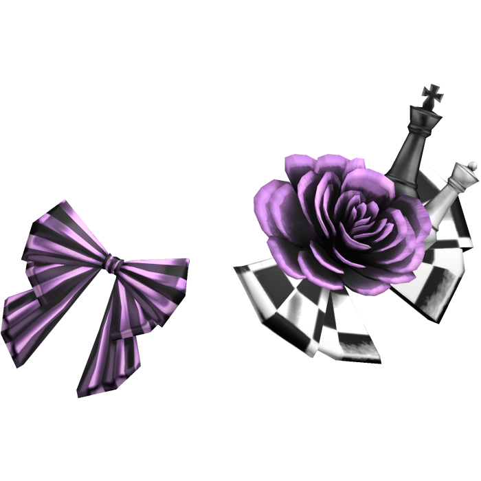 Checkered Chess Bow Headpiece w Rose Pastel Purple