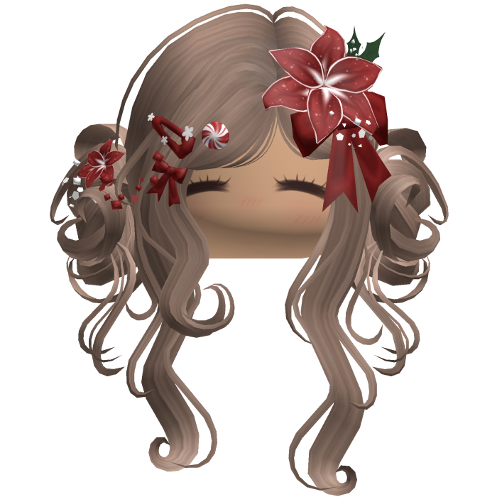 ♡ Christmas Flowery Twin Buns (Brown)