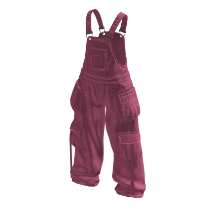 Baggy Oversized Denim Overalls in Pink