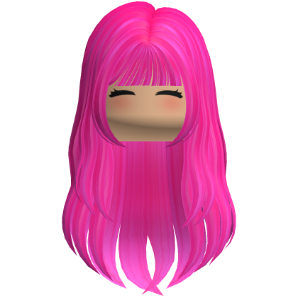 Long Wavy Elegant Hair w/ Face (Hot Pink) Roblox item