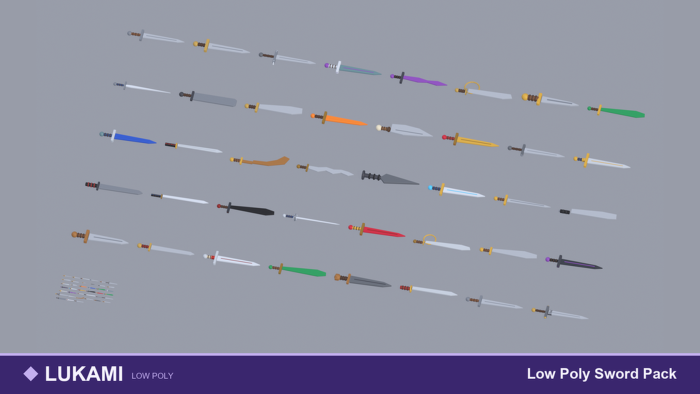 Low Poly Sword Pack Katana Medieval Fantasy preview 1