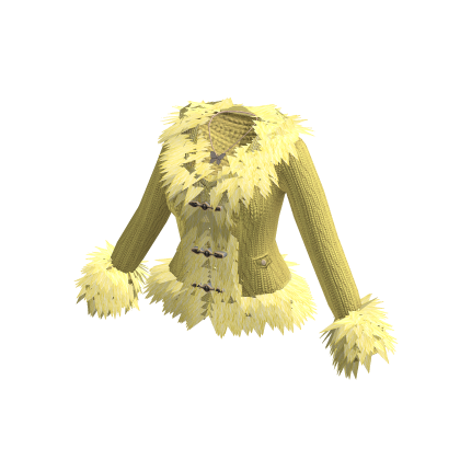 Fitted Jacket with Fluffy Trim (Yellow)