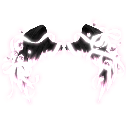 🎀 Glow Rose Angel Wings Ribbons Bows Black Pink