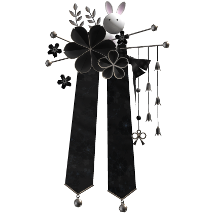 Black & Silver Sakura Japanese Flower Hairclip