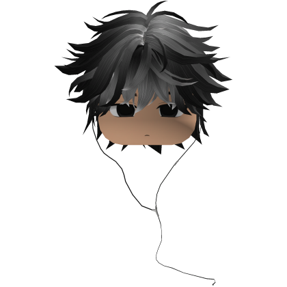 Y2K emo boy with headphones, black gray hair