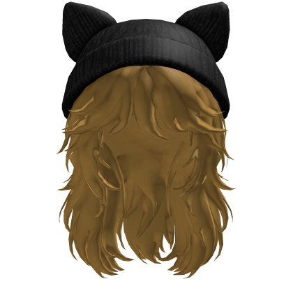 Blonde Wavy Hair with Cat Ear Beanie