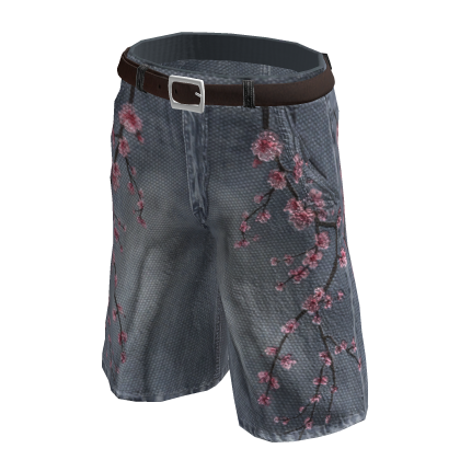 Cherry Blossom Blue Baggy Vintage Y2K w/ Belt