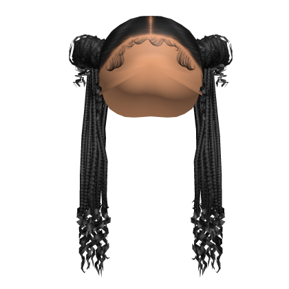 𝓖 Black Double Braided Space Bun Pigtails Roblox item