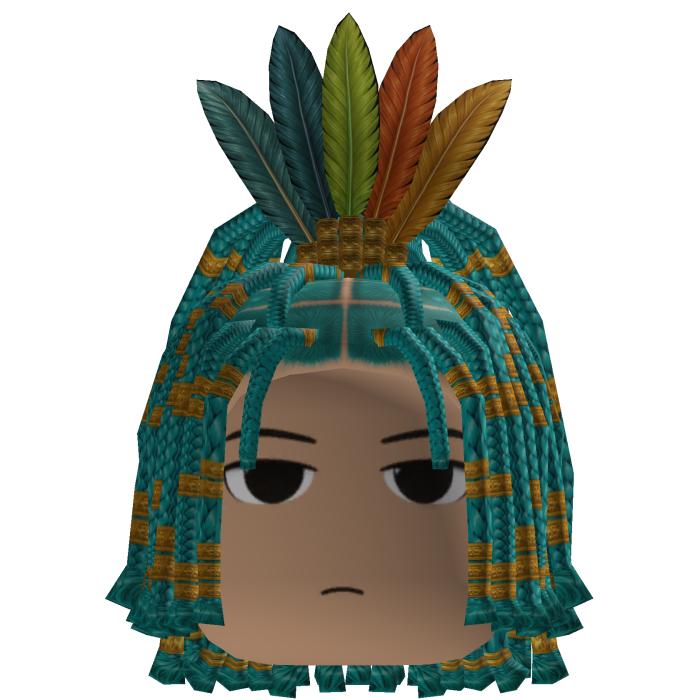 Braided Hair w/ Feather Headdress (Teal)