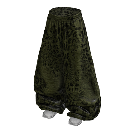 Green Baggy Y2K Leopard Print Sweats