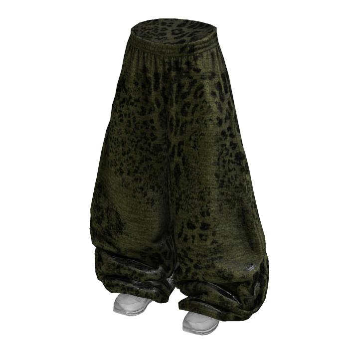 Green Baggy Y2K Leopard Print Sweats