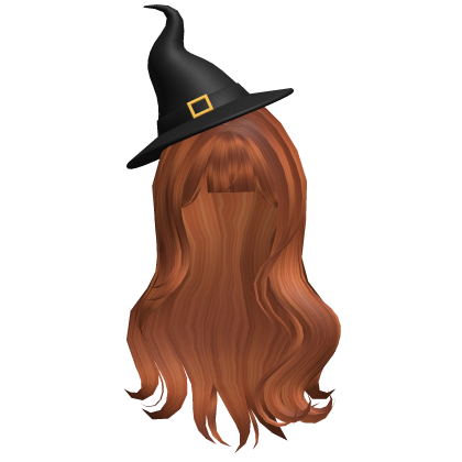 Ginger Wavy Hair with Halloween Witch Hat