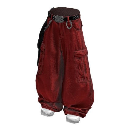 Red Baggy Cargo Pants /w Bandana thumbnail