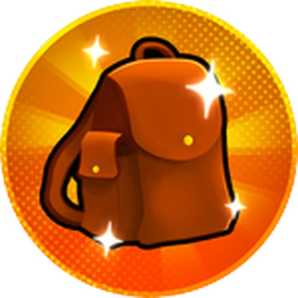 ไอคอน Game Pass More unit storage: กระเป๋าเป้สีส้มบนพื้นหลังสีฟ้า