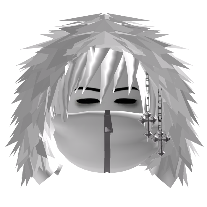 Vkei White Hair Hood Zipped Mask Crosses Dashie