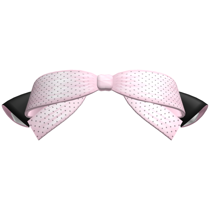 Adorable Black and Pink Polka-Dot Bow w Cat Ears