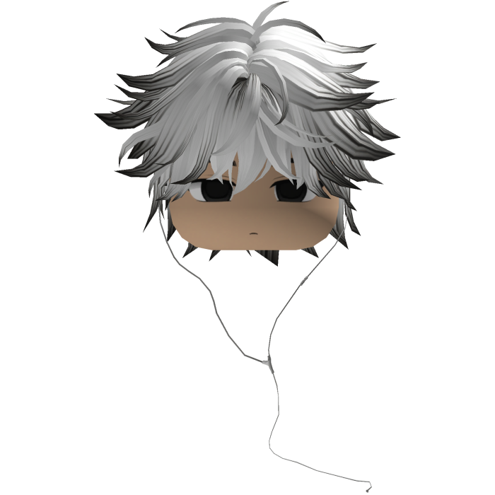 Y2K emo boy with headphones, black and white hair