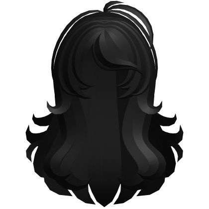 fluffy swirly long side bang hair black Roblox item