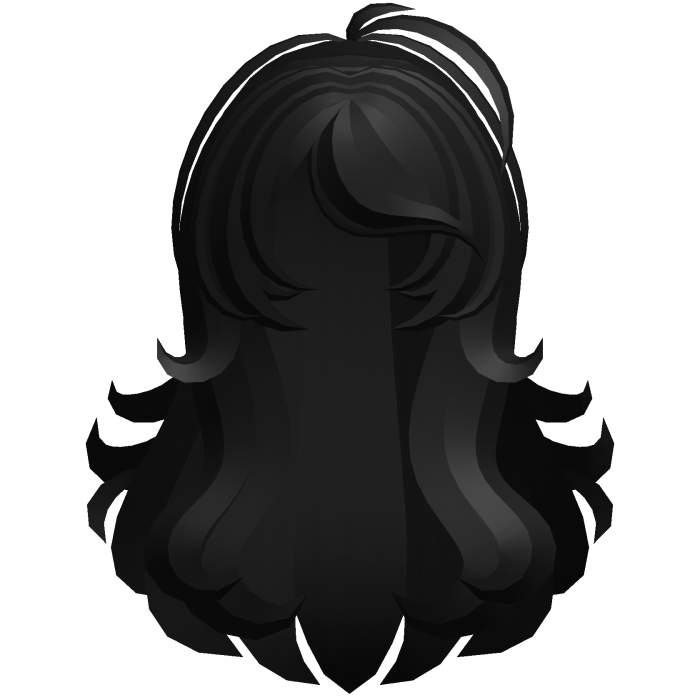 fluffy swirly long side bang hair black