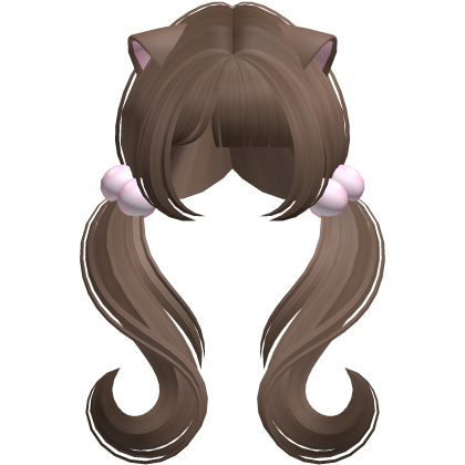 ♡ kawaii moe wavy pigtails w cat ears (brown)