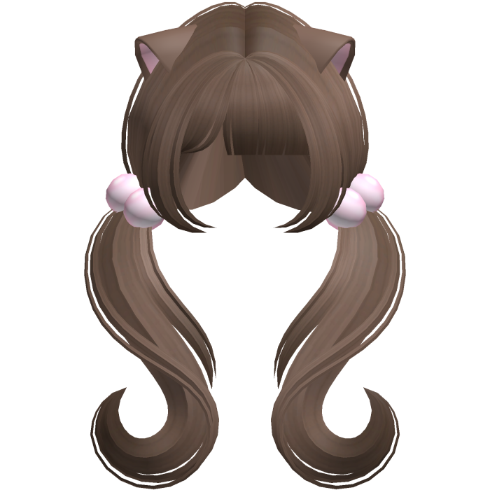 ♡ kawaii moe wavy pigtails w cat ears (brown)