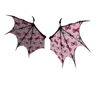 Pink & Black Kitty Bow Halloween Bat Wings