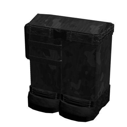1.0 Black Camo Pants with Combat Boots and gun
