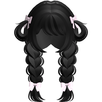 ♡ : kawaii black bunny loop low braids 