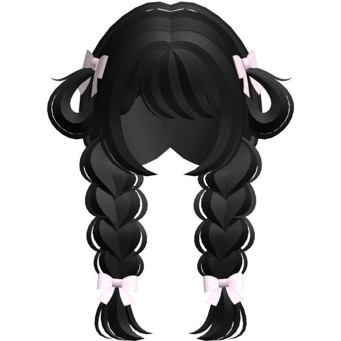 ♡ : kawaii black bunny loop low braids 