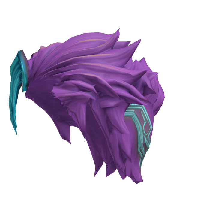 Messy purple hair with a neon streak