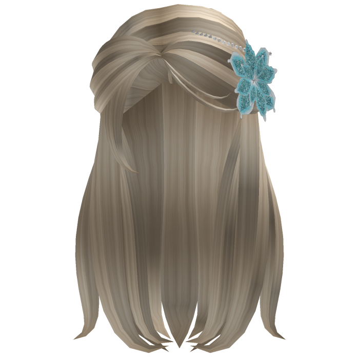 Long Blonde Straight Hair w/ Flower & Bow