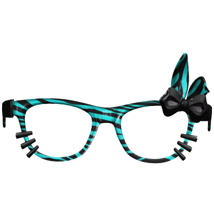 Teal Zebra Scene Bunny Ear Glasses Bow Roblox item