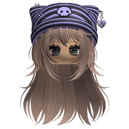 Emo Kawaii Skull Beanie W/ Wolfcut Milktea V3