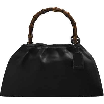 Bamboo Handle Aged Leather Bag ´Black´