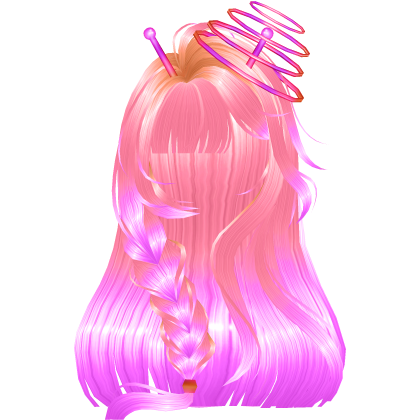 Alien Girl Space Braided Long Hair Neon Pink