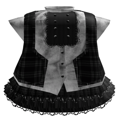 Emo Gothic Plaid Ruffle Dress Black