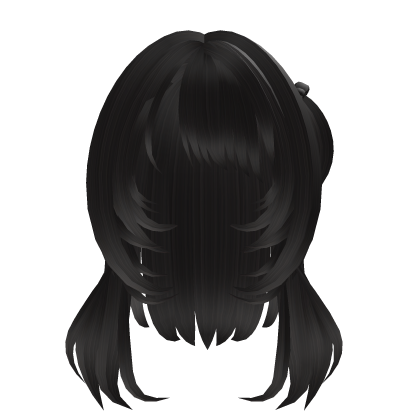 Long Feathered Wolf Cut Emo Black Roblox item