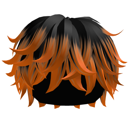 Fluffy Messy Boy Hair (Black to Orange) Roblox item