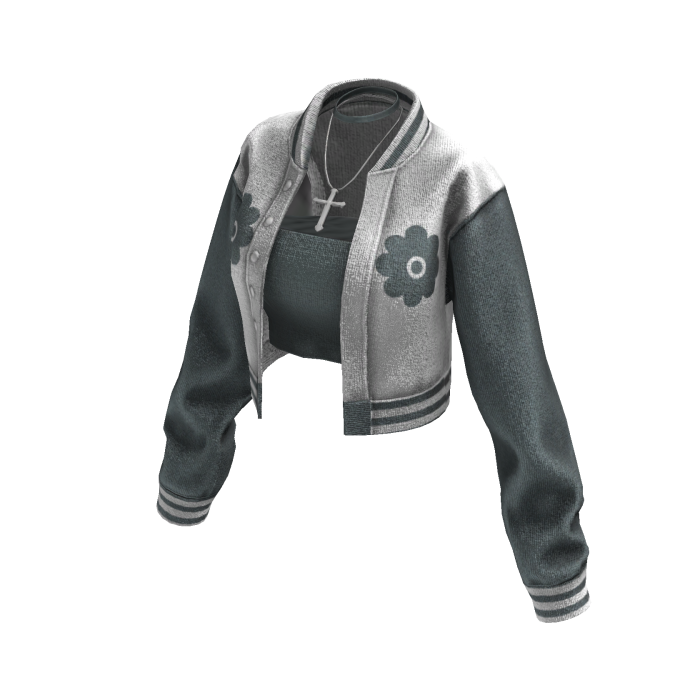 Cropped Bomber Jacket (White Slate Grey)