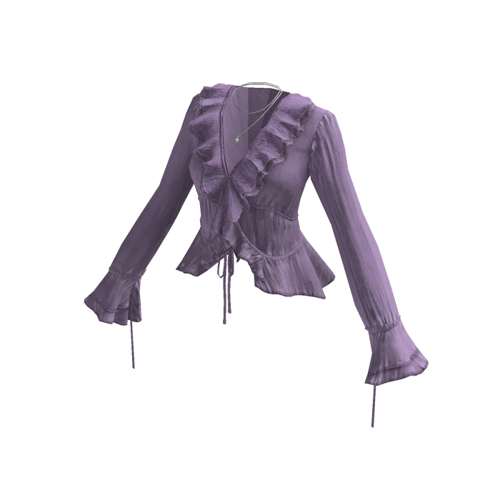 Vintage Ruffle Blouse w/ Bell Sleeves (Purple)
