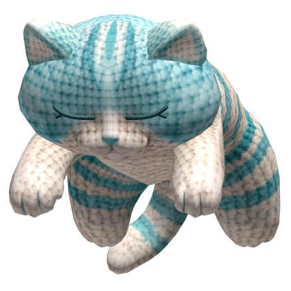 Cute Sleeping Cat on Head - Blue Yarn Crochet