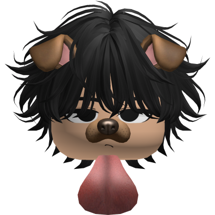 Messy Boy Hair w/ Dog Filter (Black) Roblox item