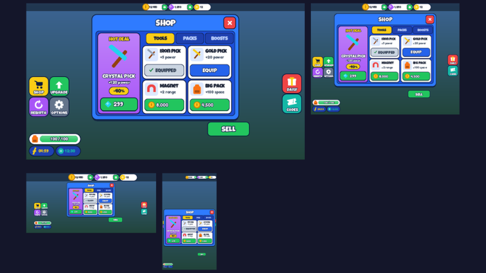 Simulator UI Kit Coins Rebirth Shop Buttons HUD preview 9