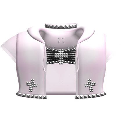 ♡ : emo alt studded hoodie w top in pink v1