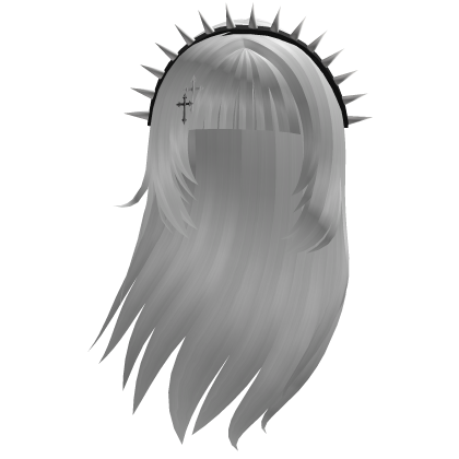 White Gothic Hair with Studded Headband and Cross Roblox item