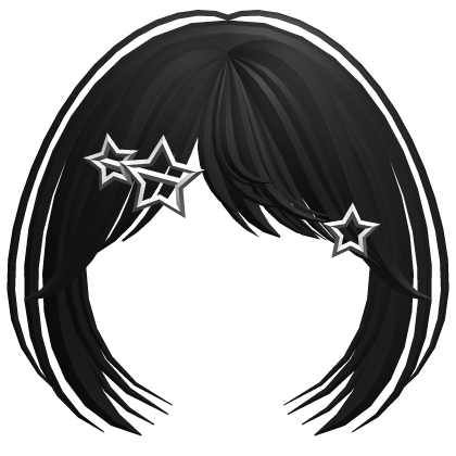 black layered bangs with star hairpin Roblox item