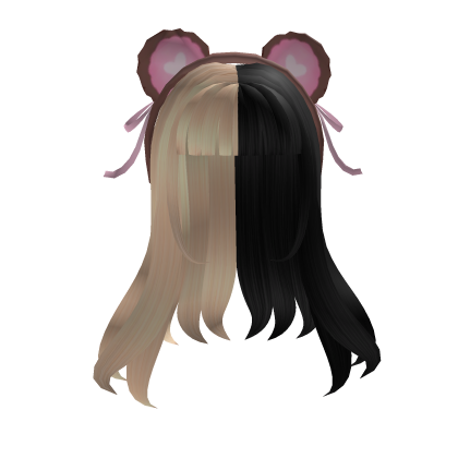 Soft Black and Blonde Hime w/ Teddy Bear Headband thumbnail