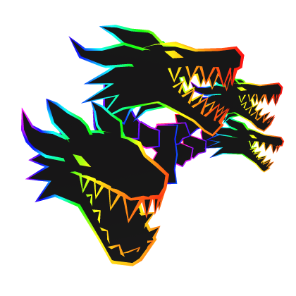 Cartoony Rainbow Dragon Heads